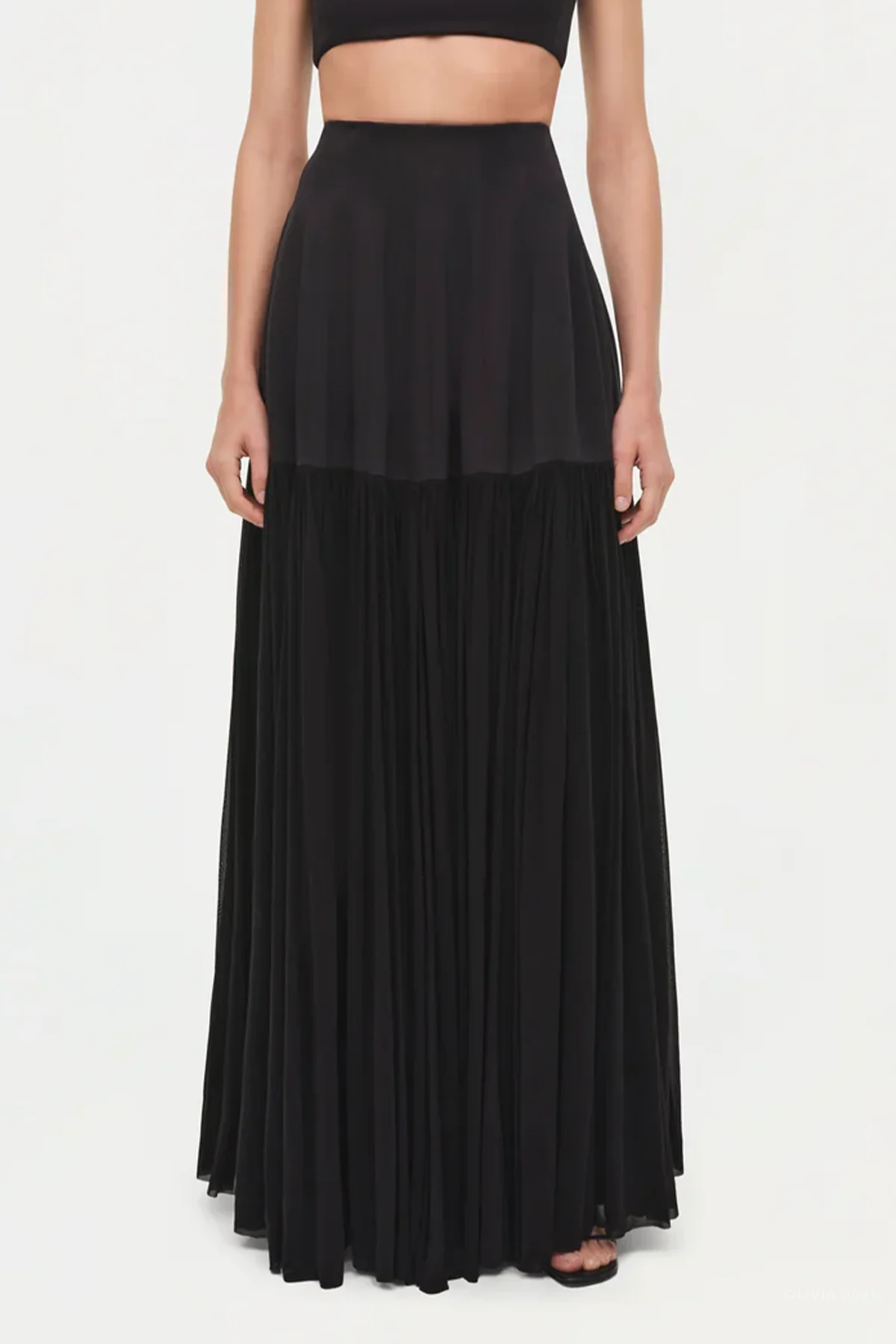 Saryn Draped Jersey Midi Skirt in Black - Image 2