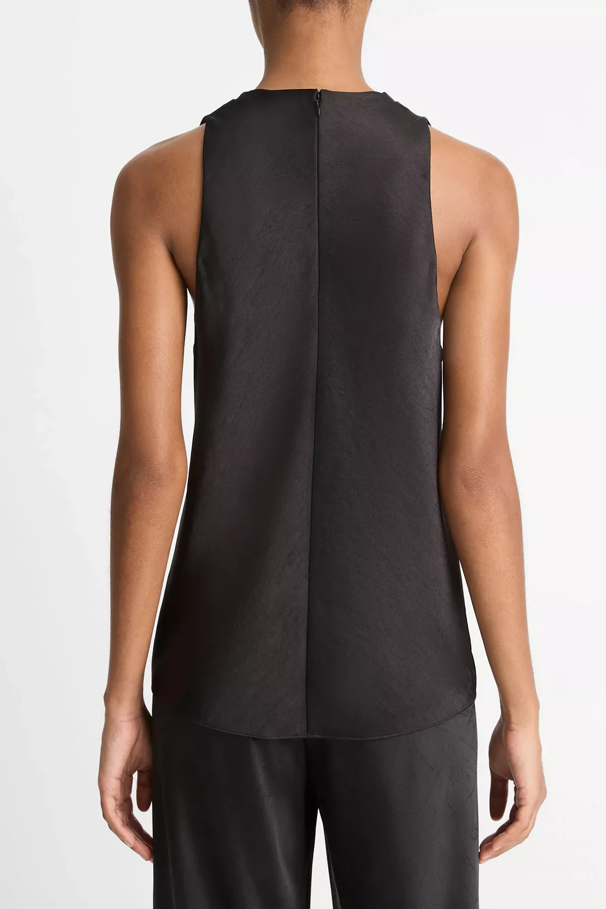 Satin Cowl-Neck Bias Top in Black - Image 3