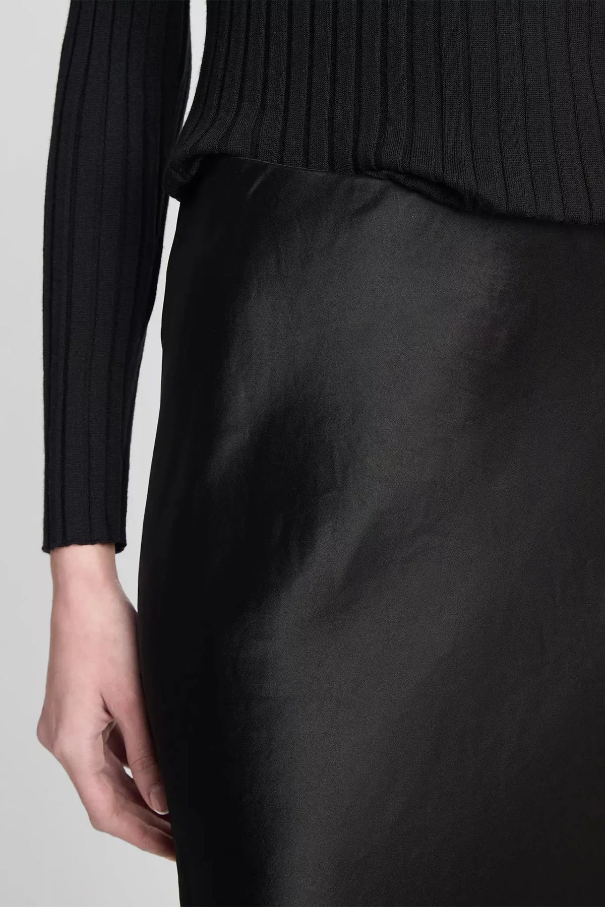 Satin Maxi Skirt in Black - Image 4