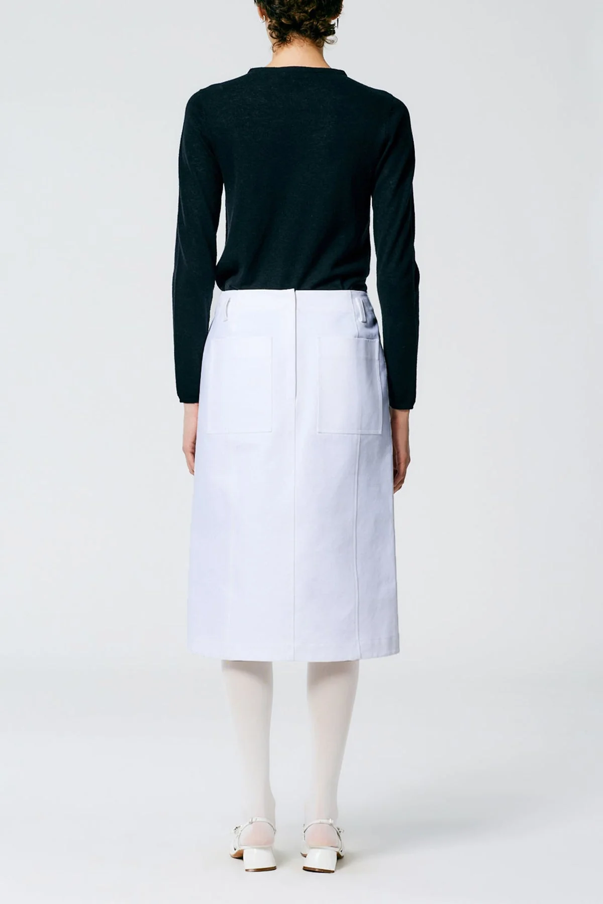 Sculpted Cotton Pitched Skirt in White - Image 2