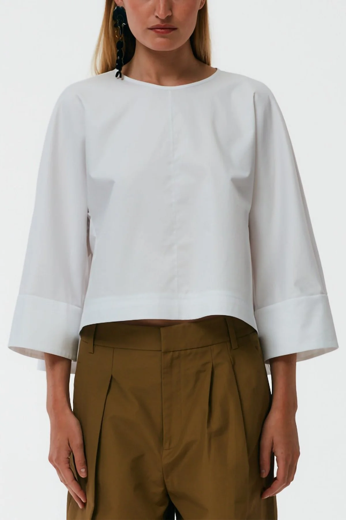 Eco Poplin Sculpted Top in White - Image 2