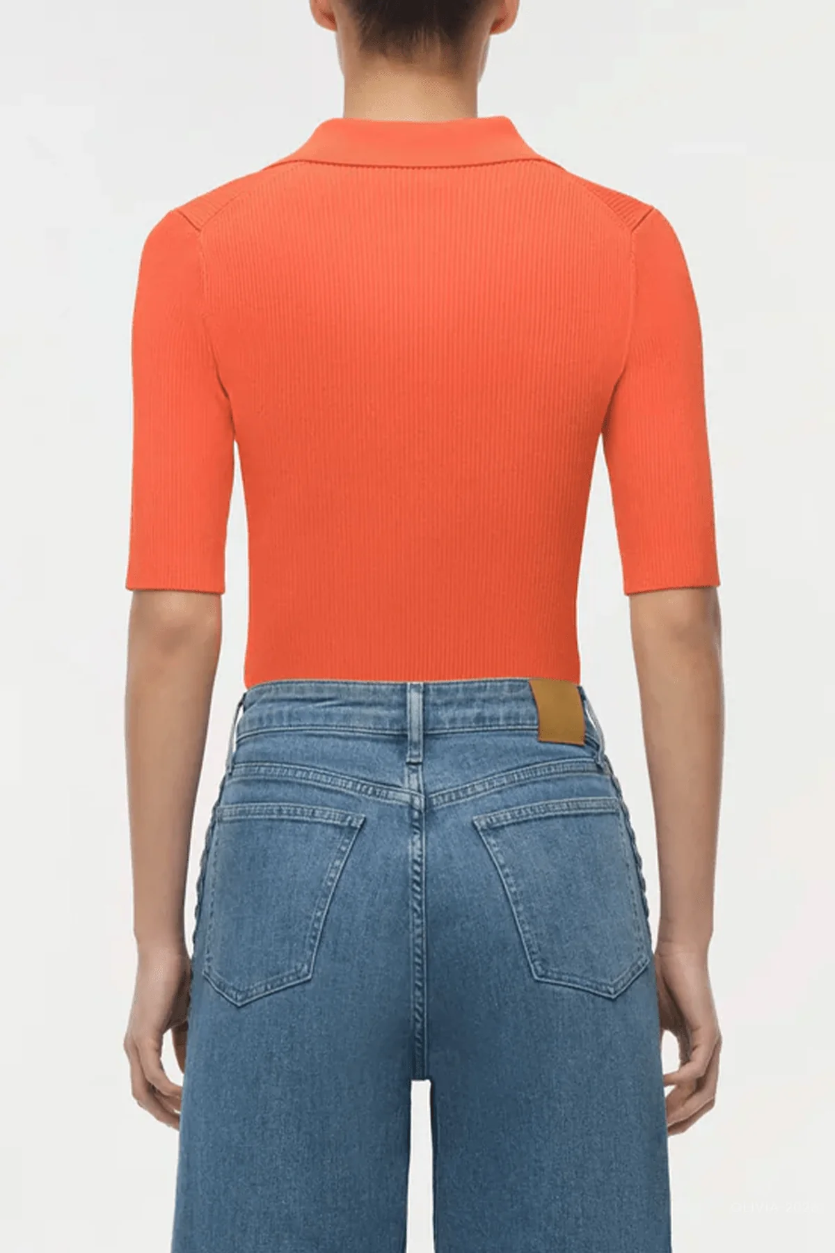 Secily Knit Polo in Lobster - Image 3