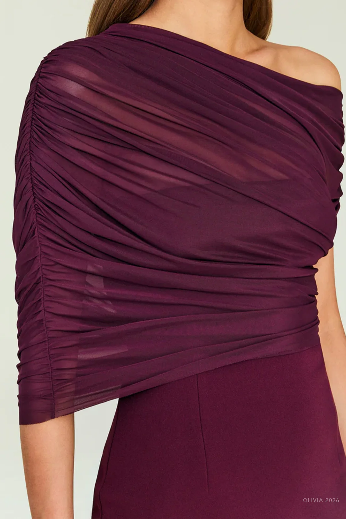Selma Crepe Mini Dress in Merlot - Image 4