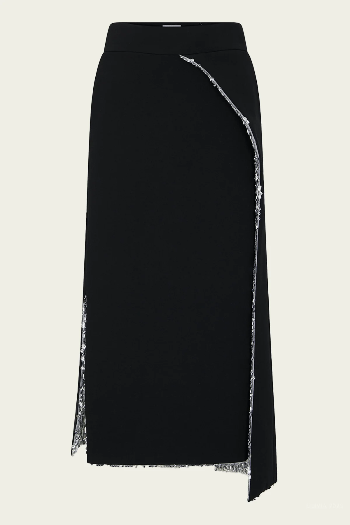 Sequin Detail Midi Skirt in Black