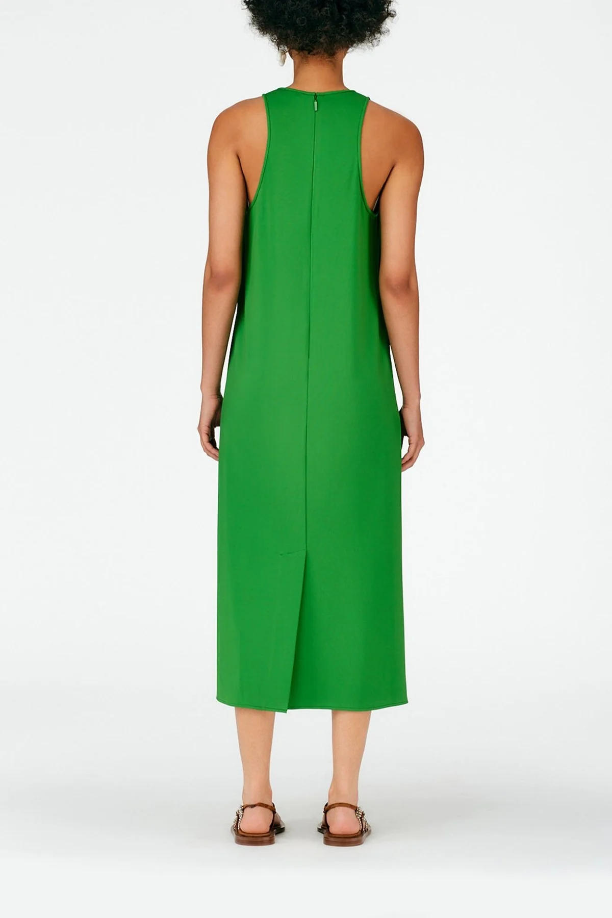 Serpentine Jersey Tank Dress in Leaf Green - Image 3