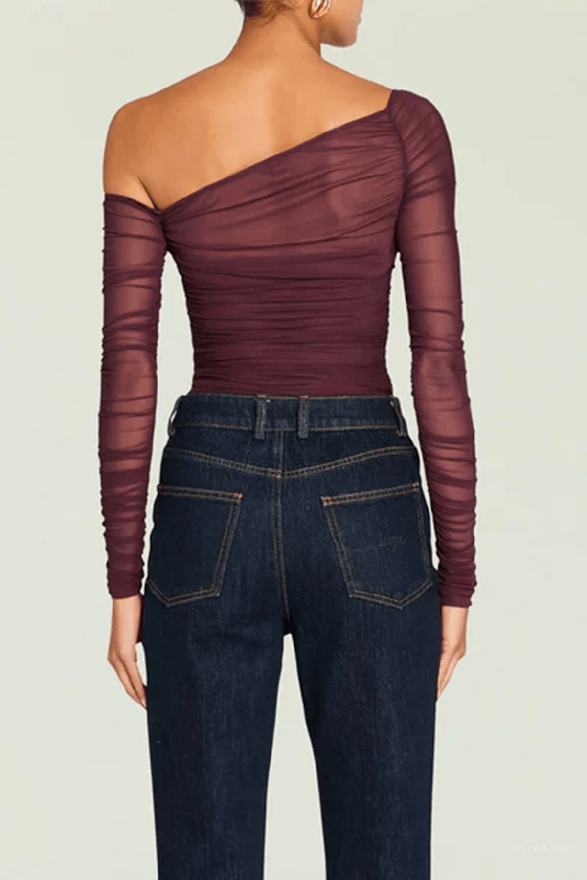 Shauna Mesh Top in Merlot - Image 3