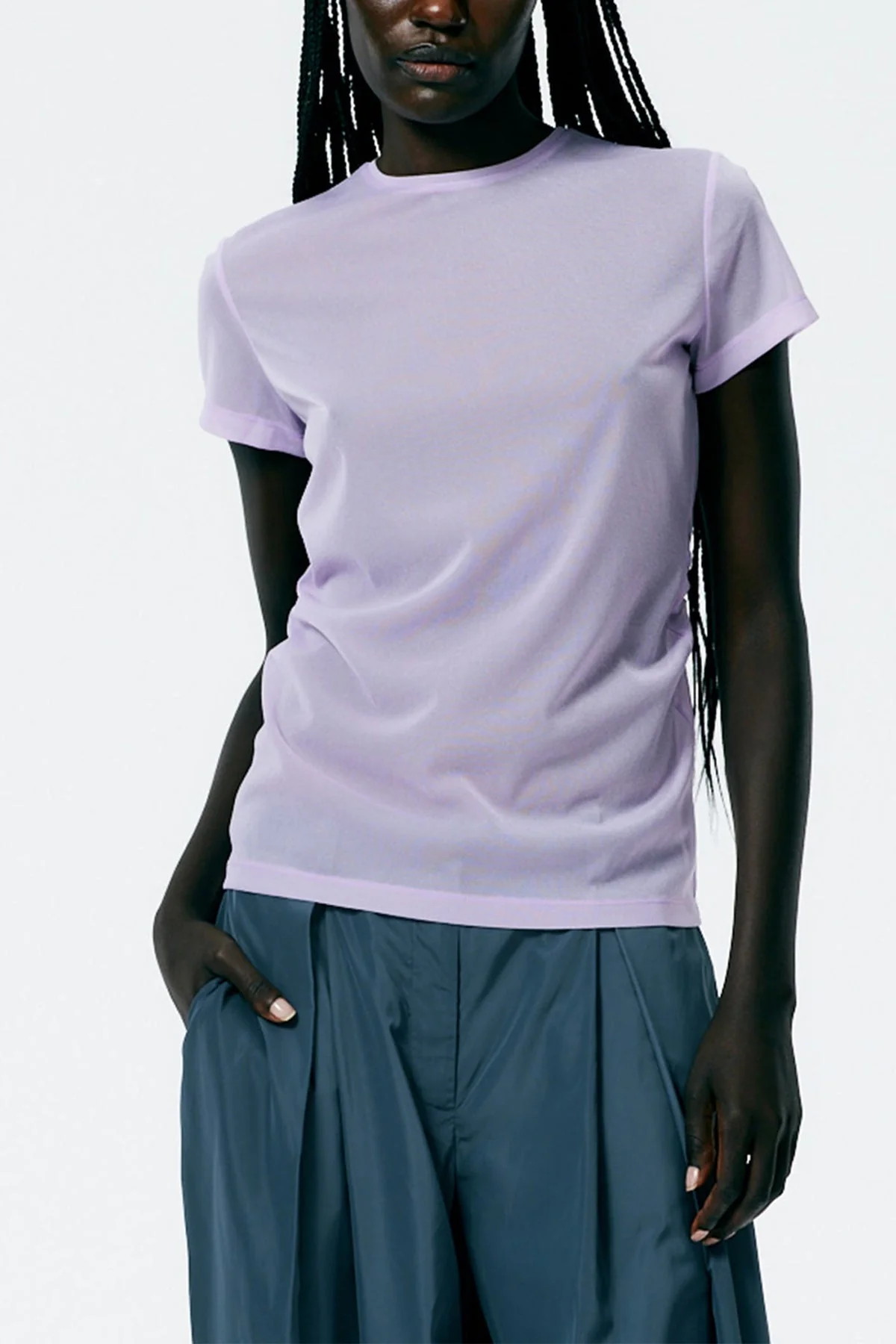 Sheer Gauze Baby T-Shirt in Dusty Lavender