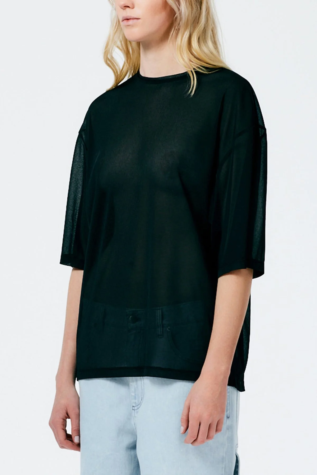 Sheer Gauze Easy T-Shirt in Black - Image 2