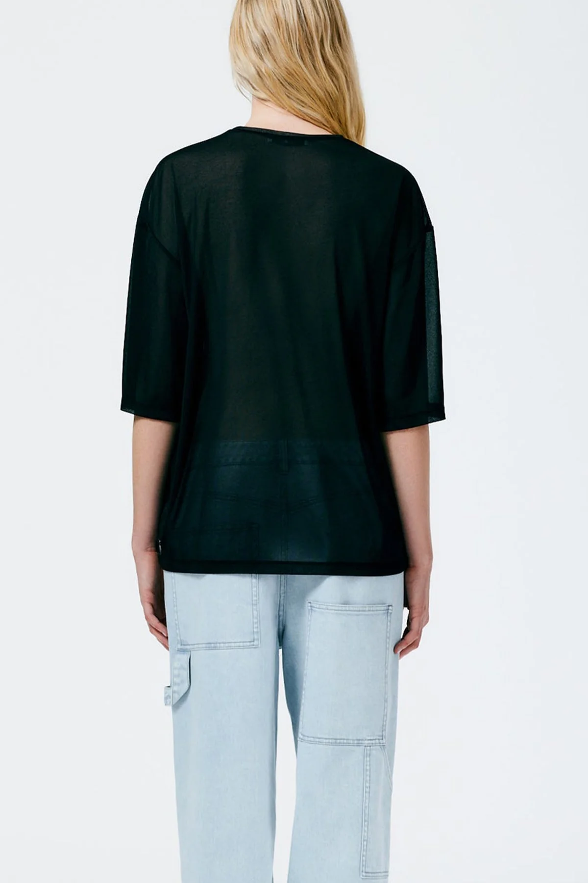 Sheer Gauze Easy T-Shirt in Black - Image 3