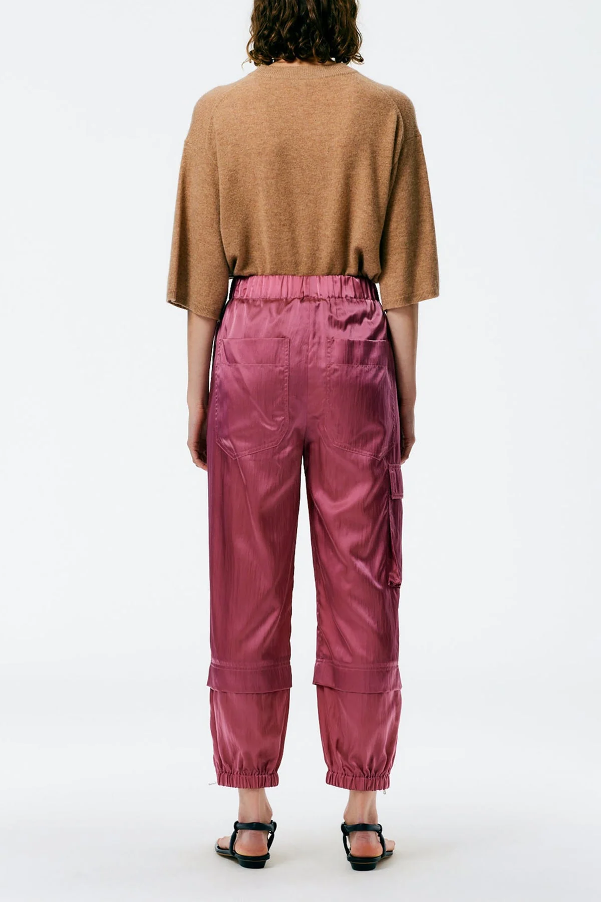 Shiny Nylon Wilt Pull On Jogger in Rose - Image 2