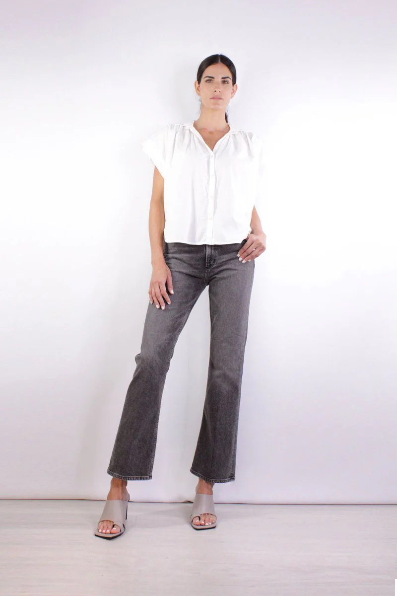 Penny Short Sleeve Blouse in Star White - Image 2