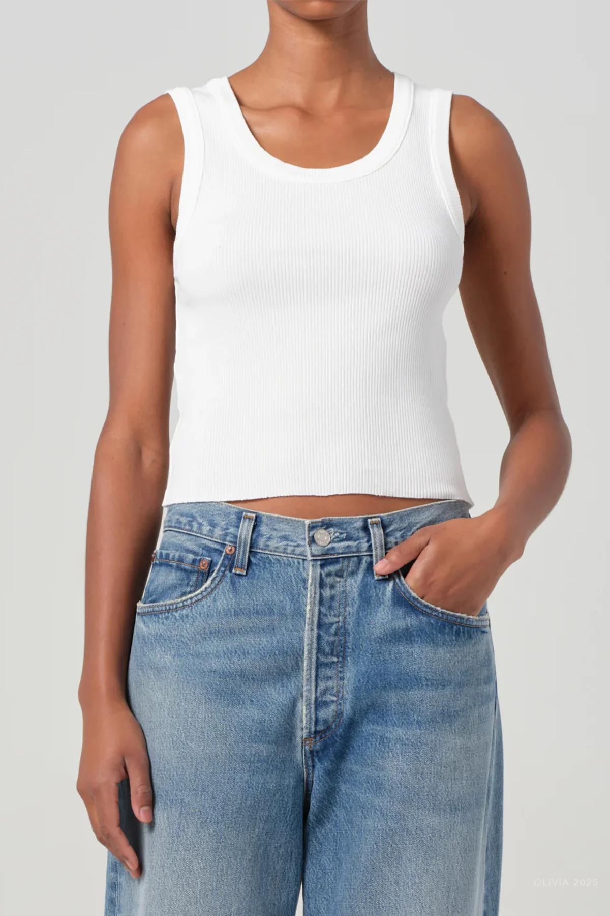 Shrunken Poppy Tank in White - Image 2