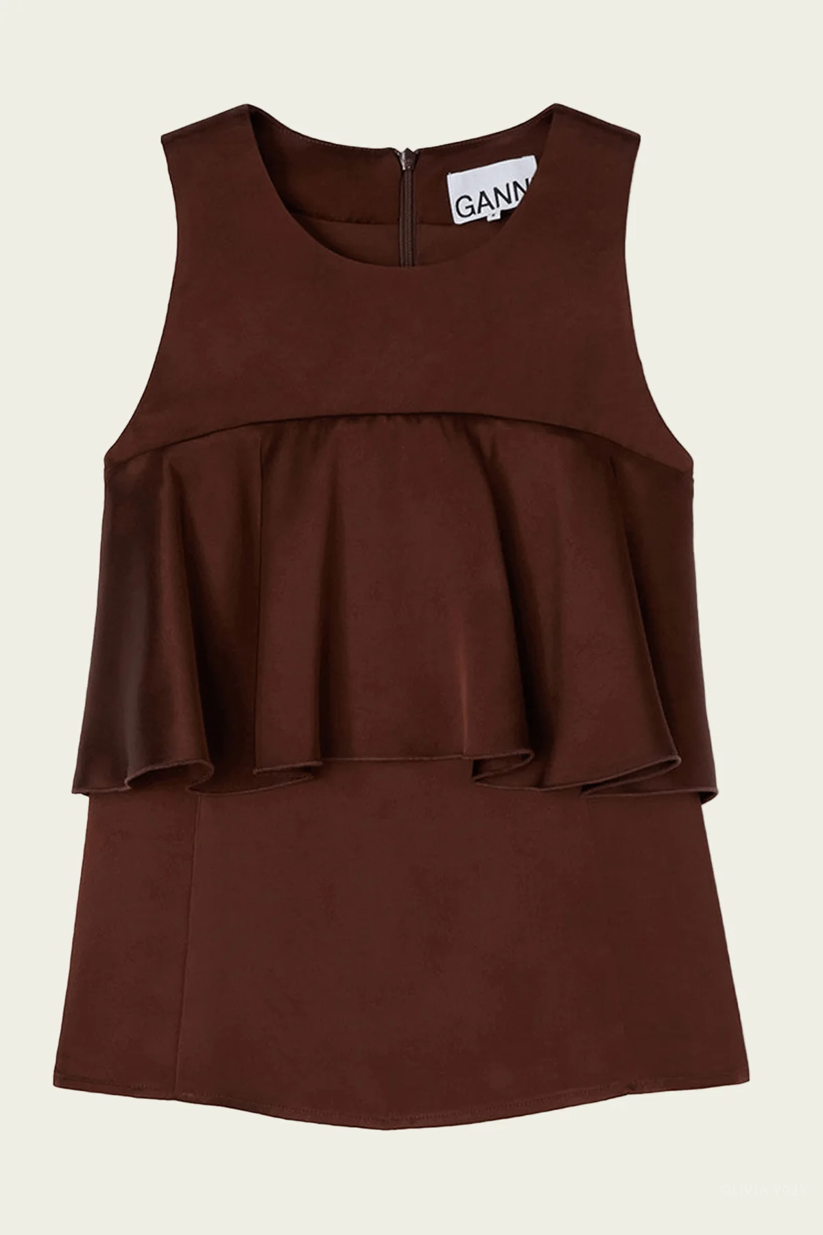 Sleeveless Ruffle Top in Chicory Coffee