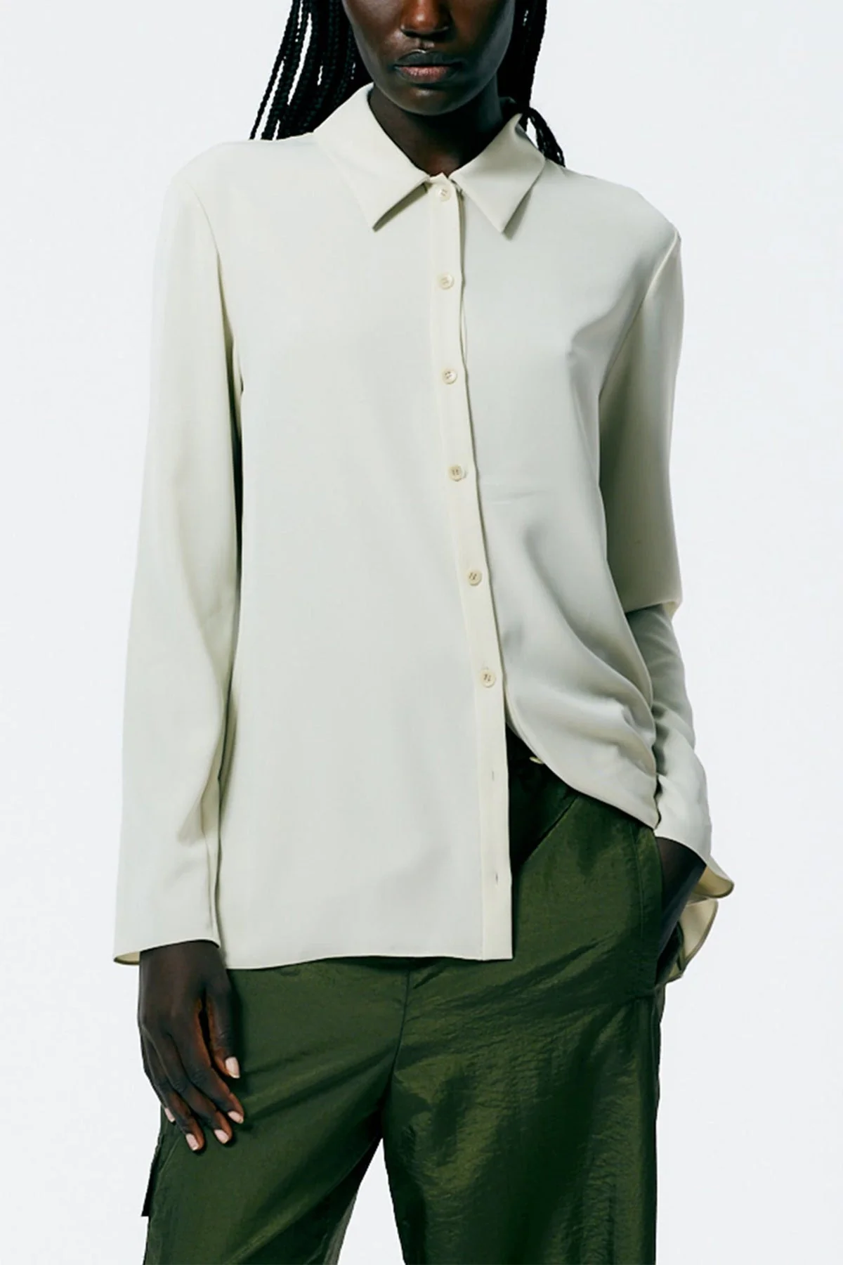 Soft Drape Slim Shirt in Dune - Image 2