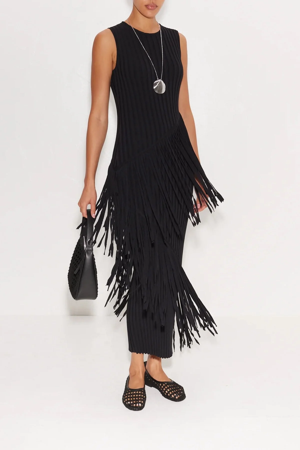 Spiral Knit Dress in Black - Image 2