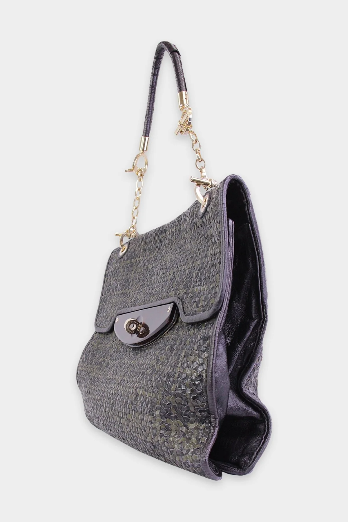Stella McCartney Green & Black Leather Braided Handbag - Image 2