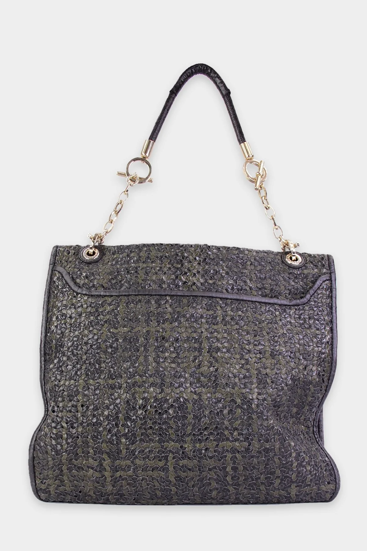 Stella McCartney Green & Black Leather Braided Handbag - Image 3