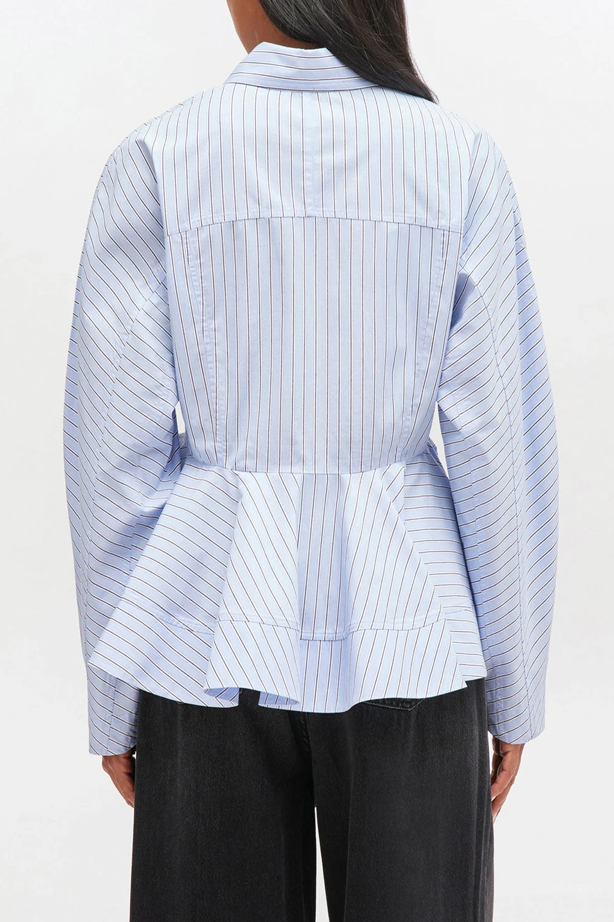Stripe Peplum Shirt in Lavender Lustre - Image 3