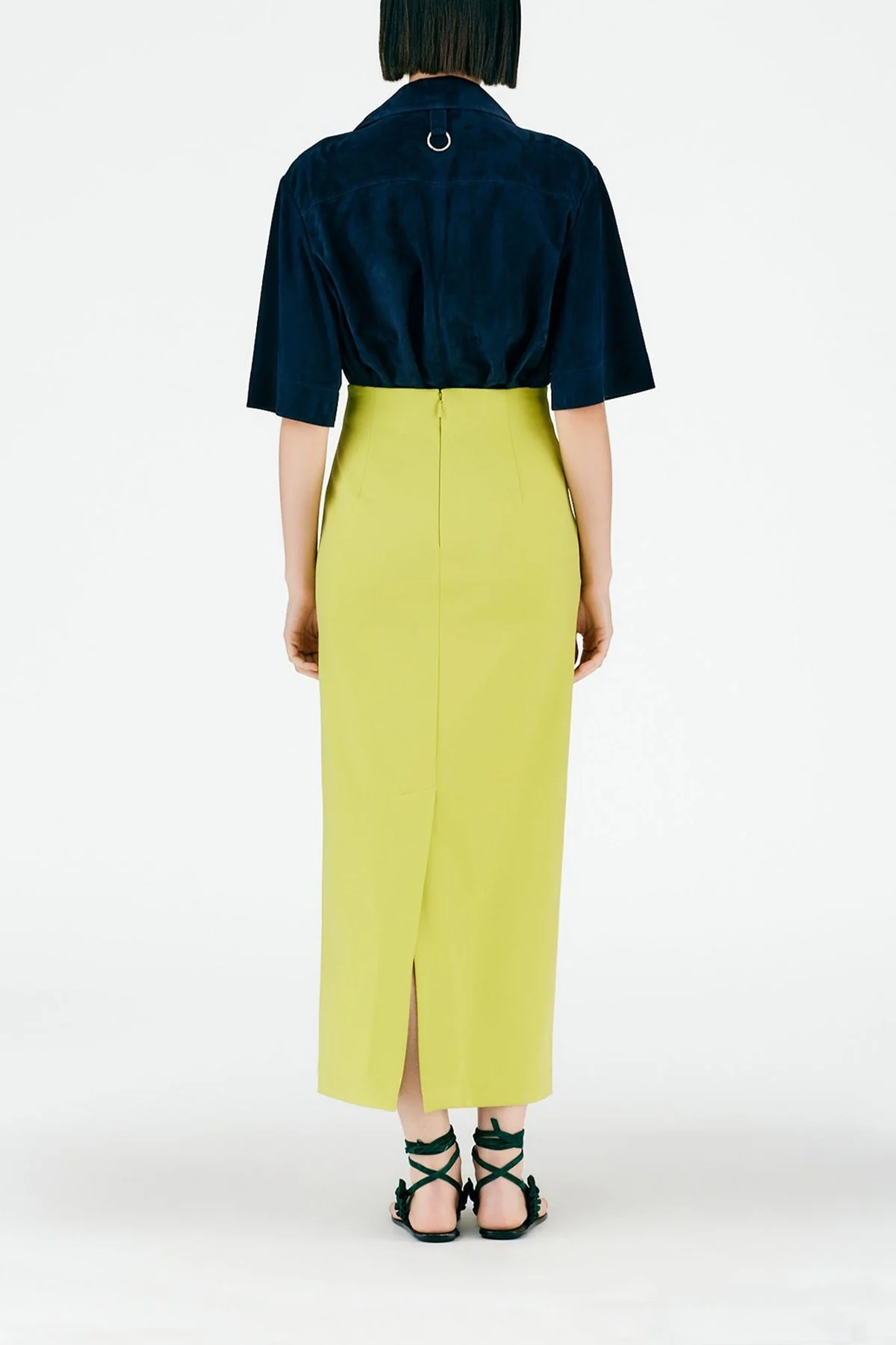 Structured Knit Pencil Skirt in Geko Green - Image 3