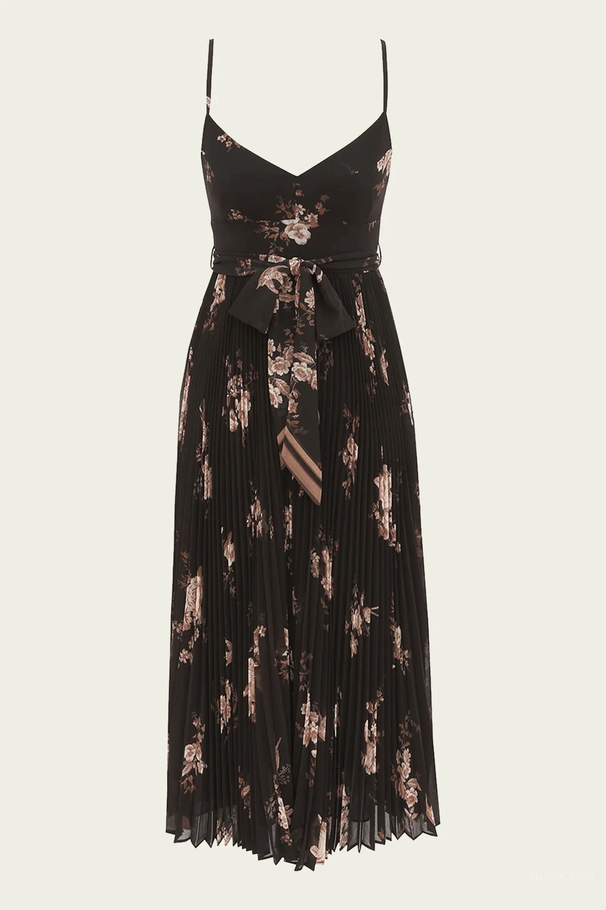 Sunray Pleated Picnic Dress in Black Floral