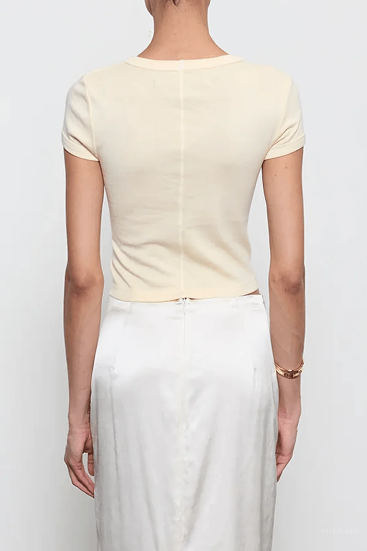 Supima Baby Rib Cropped Tee in Flan - Image 3
