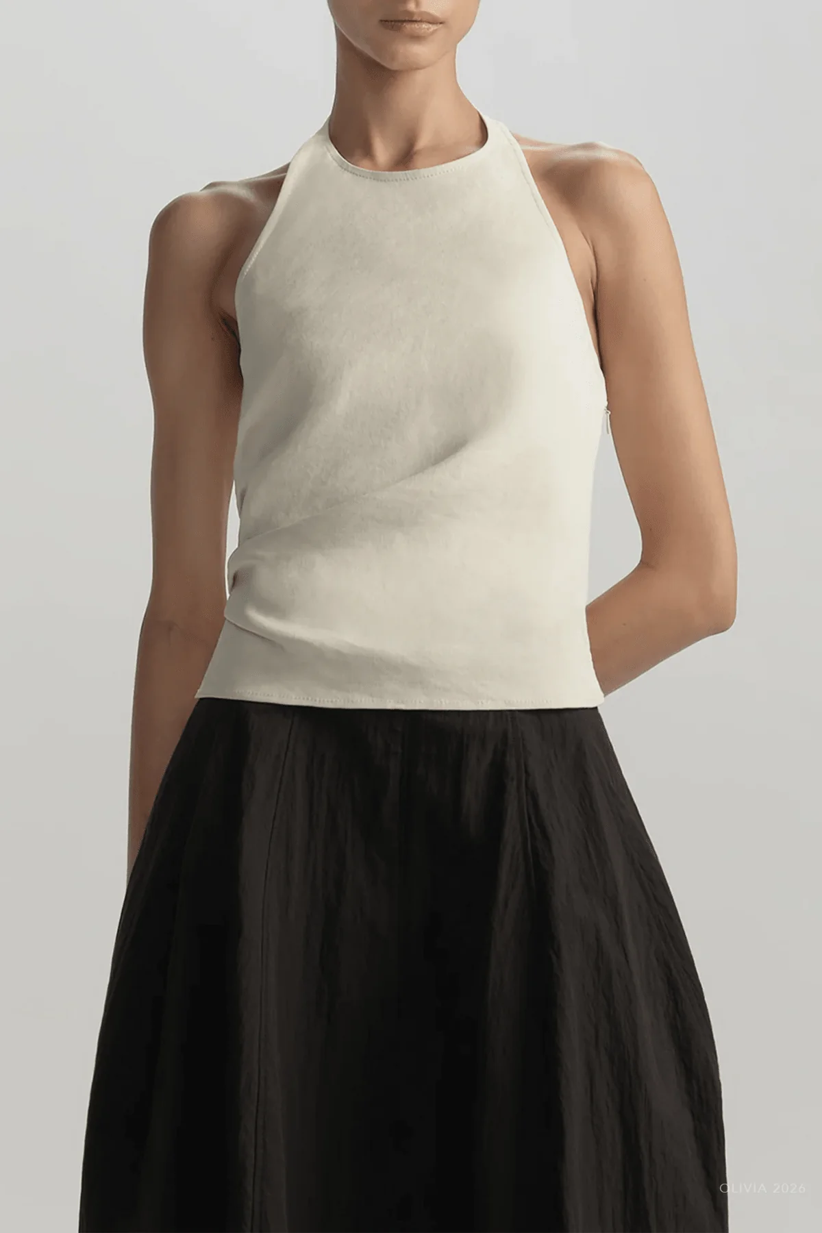 Sylvie Linen Halter Top in Buttercream - Image 2