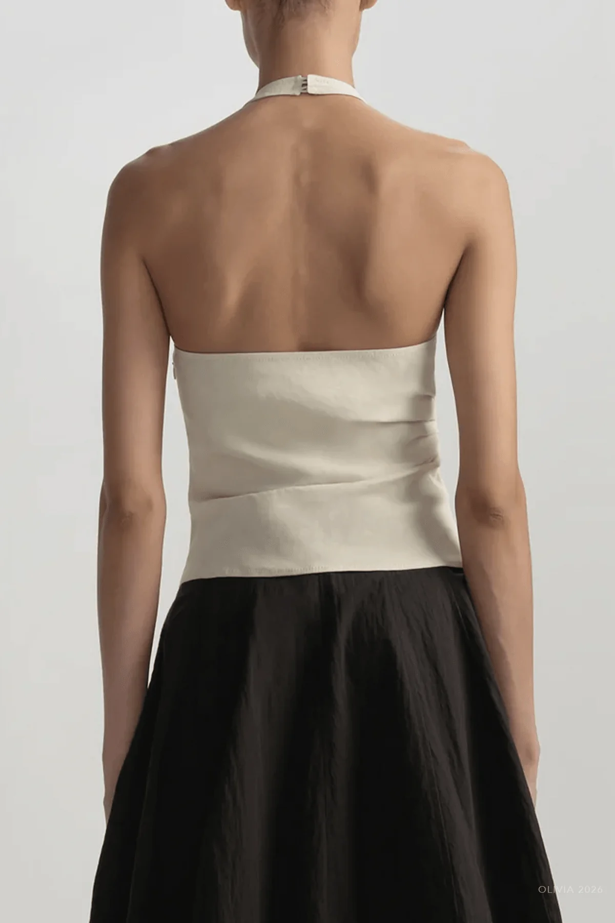 Sylvie Linen Halter Top in Buttercream - Image 3