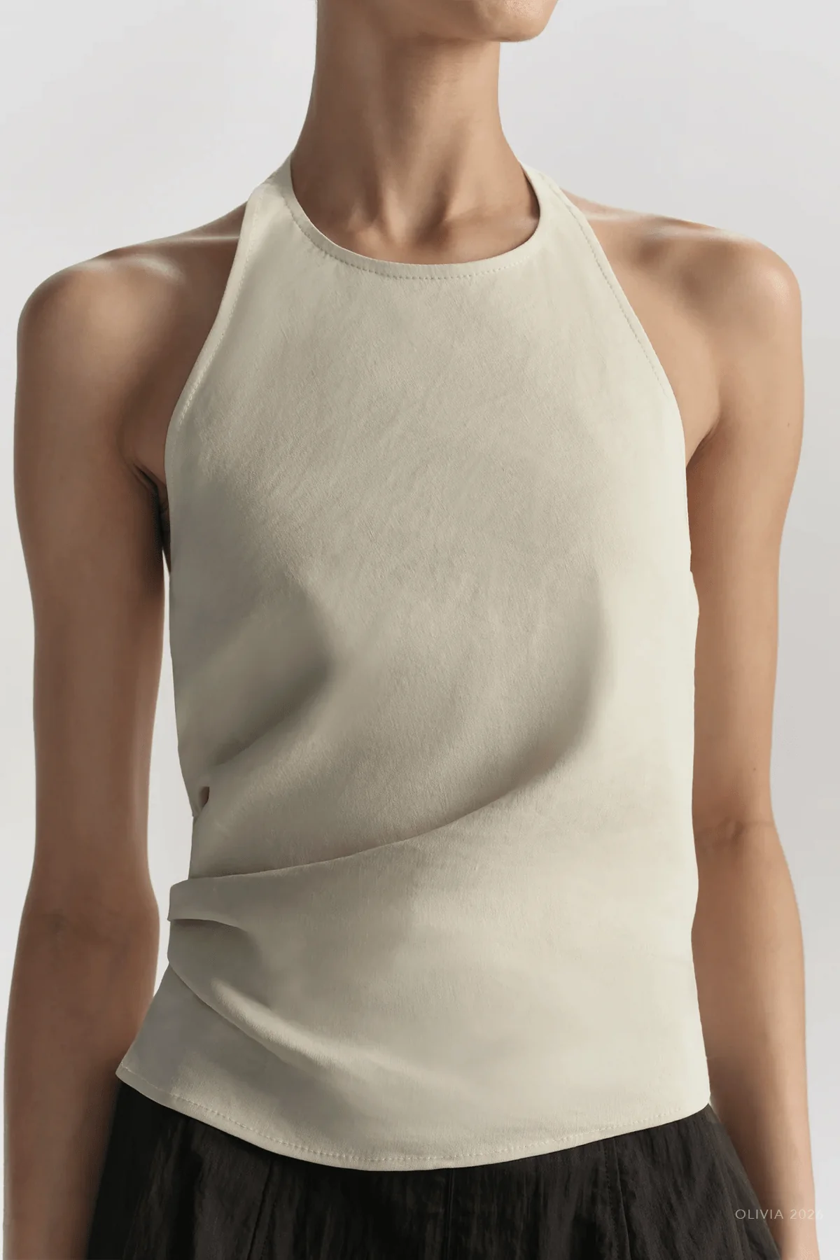 Sylvie Linen Halter Top in Buttercream - Image 4