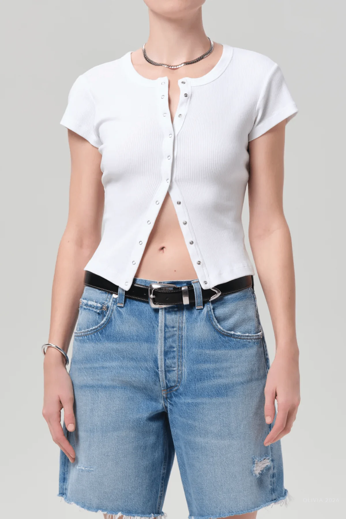 Tabi Short Sleeve Cardigan in White - Image 2