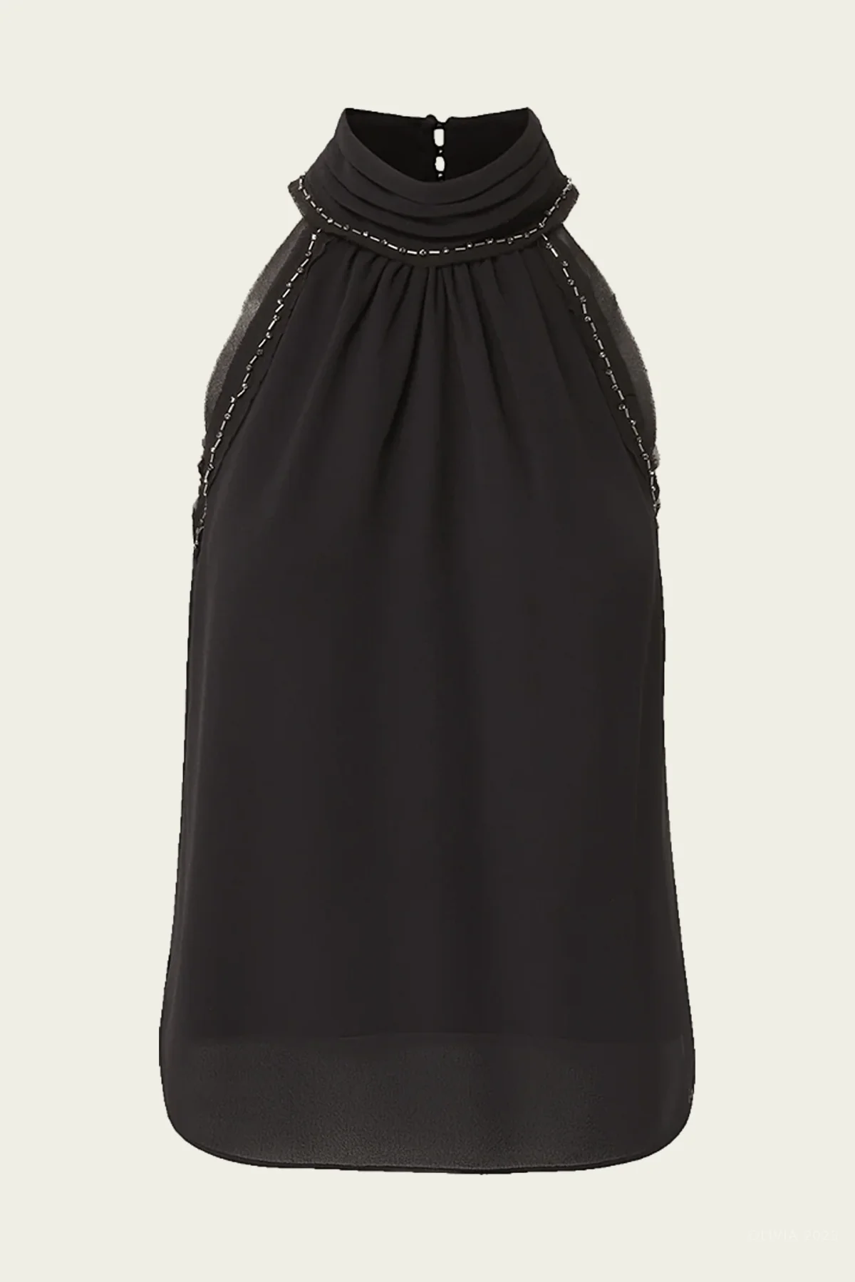 Tanisha Silk Halter Top in Black