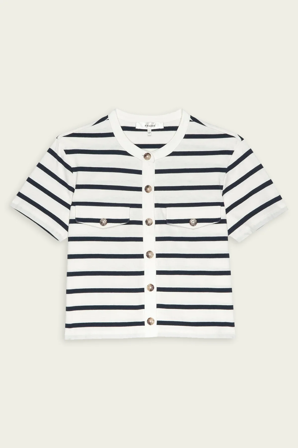 The Jersey Striped Top in Cream Multi