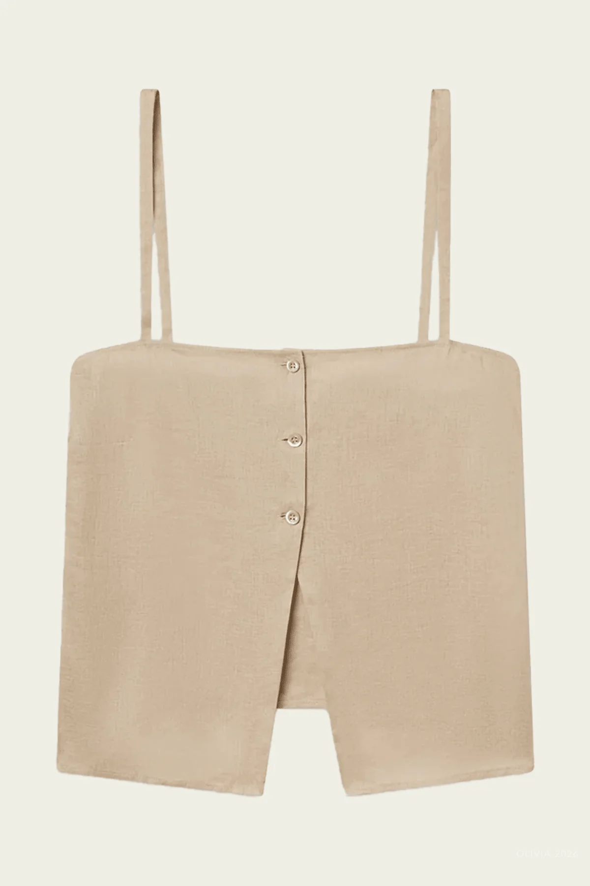The Linen Button Cami in Flax