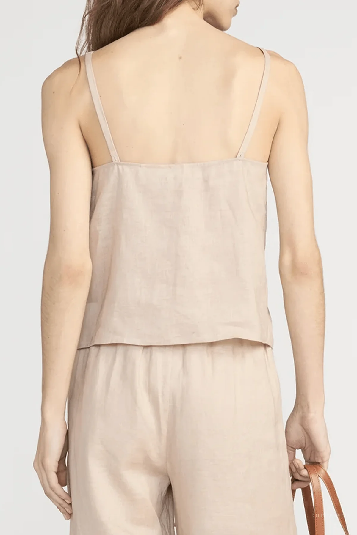 The Linen Button Cami in Flax - Image 3