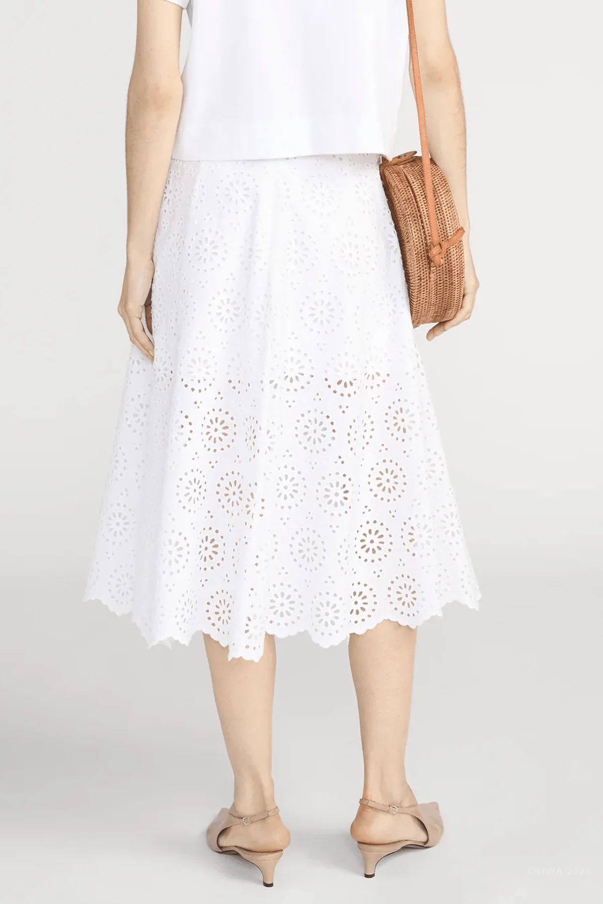 The Solstice Eyelet Skirt in White - Image 3