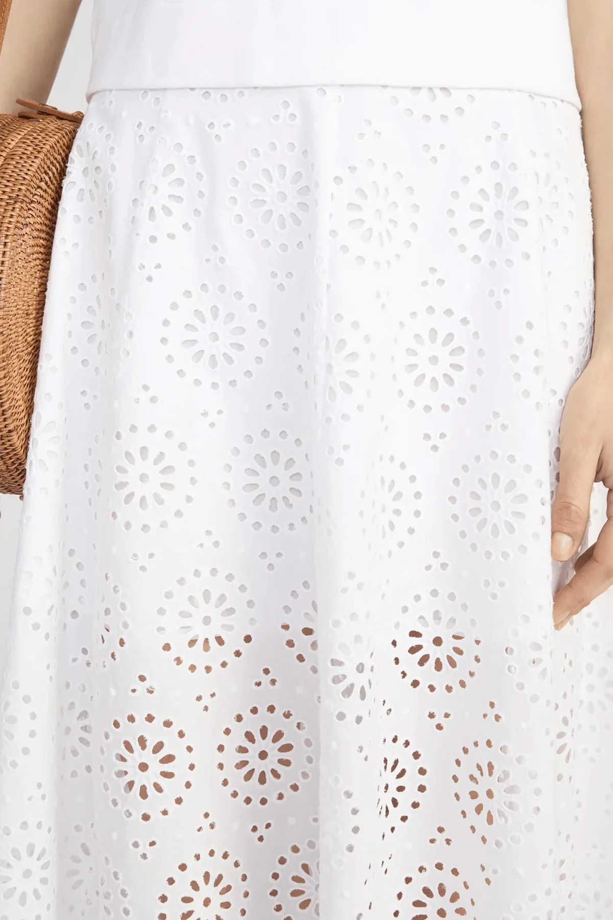 The Solstice Eyelet Skirt in White - Image 4