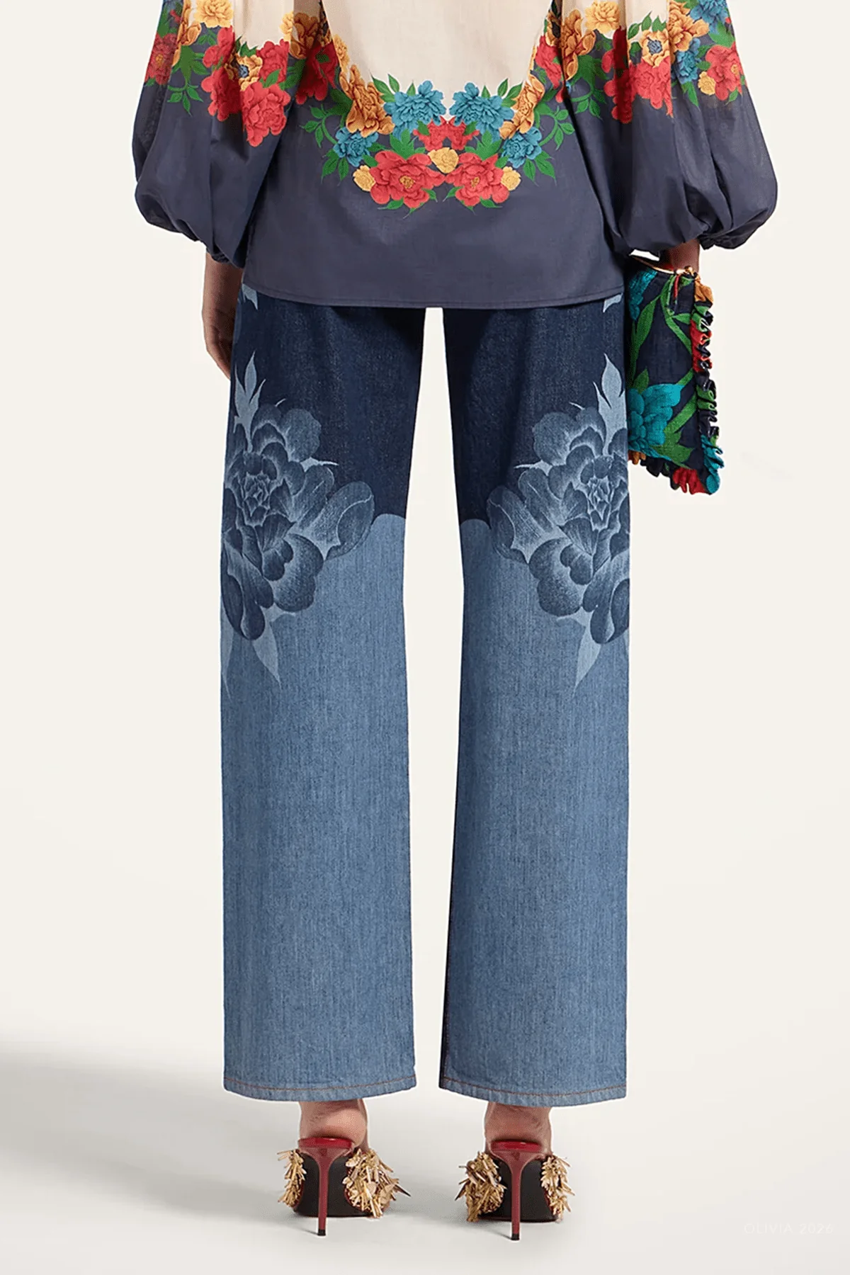The Straight Leg Jean in Queen Peony Placée - Image 4