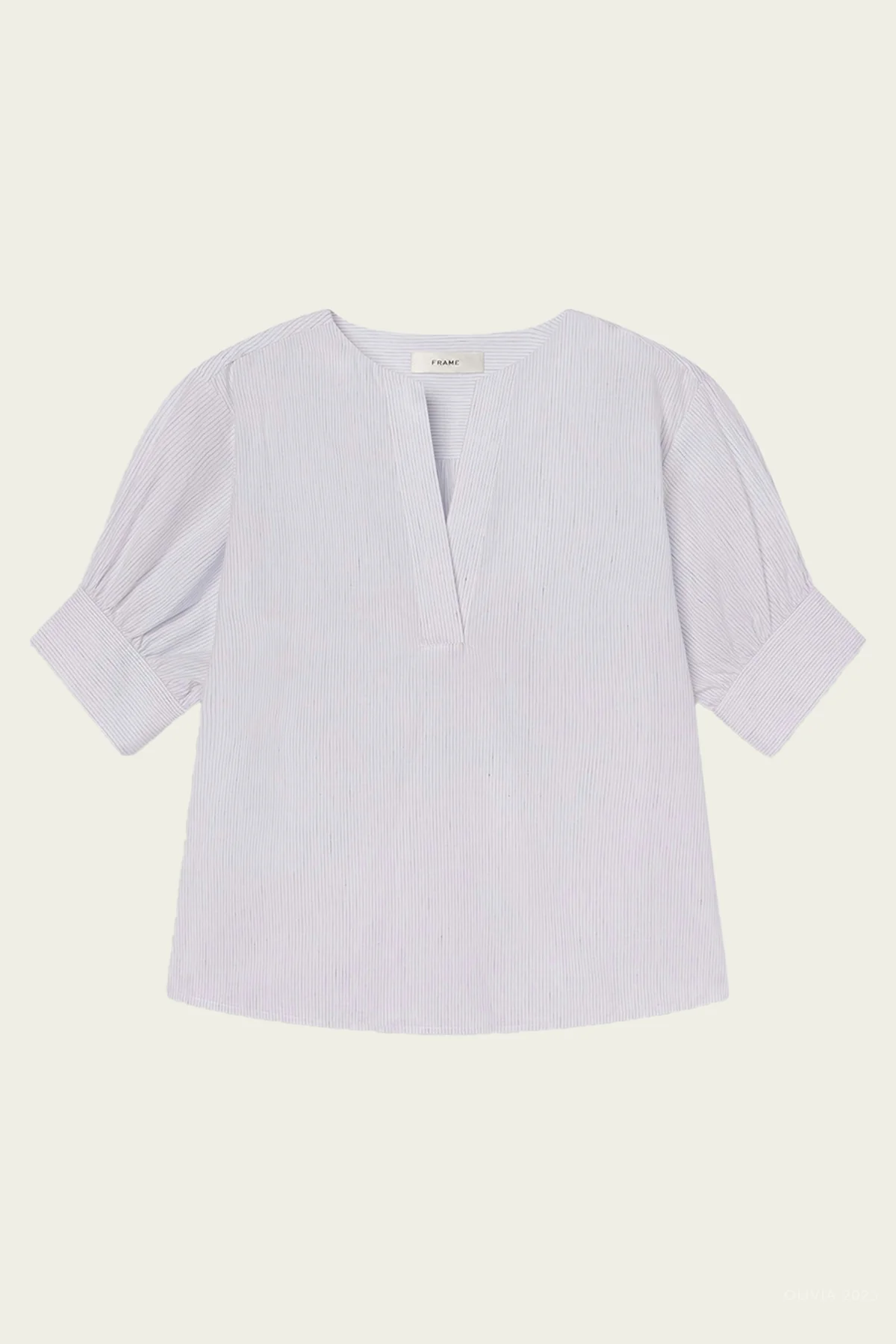 The V-Neck Popover in Steel Blue Multi