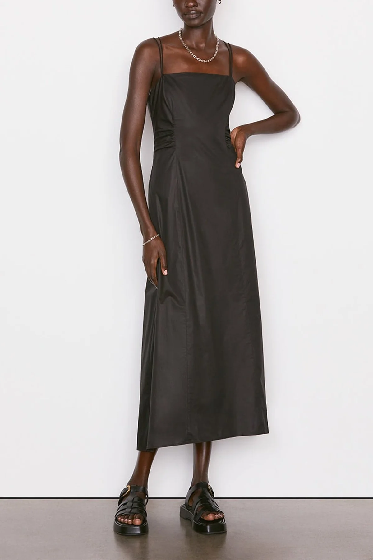 Tie Back Midi Dress in Noir - Image 2