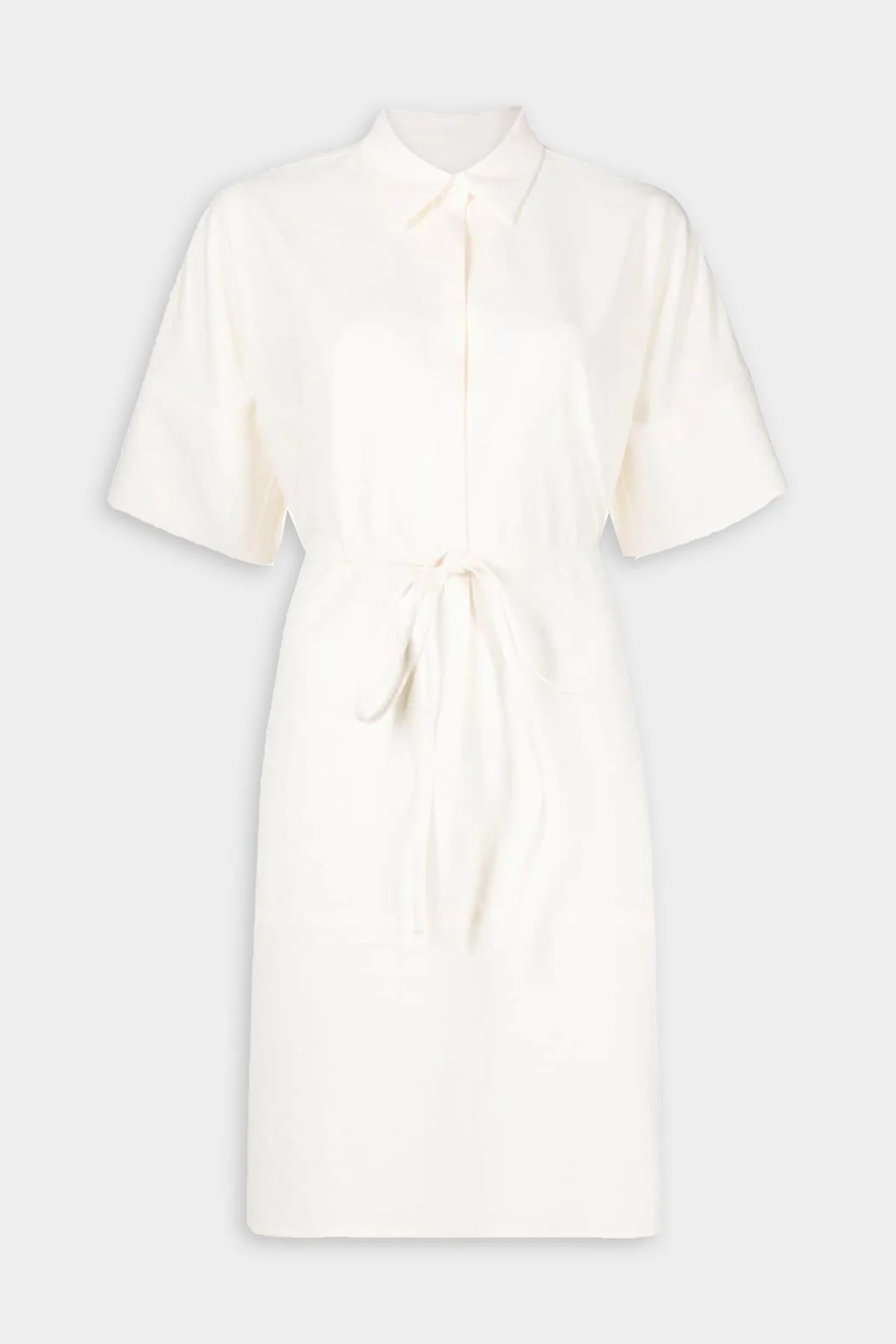 Tie Waist Shirt Dress in Cream