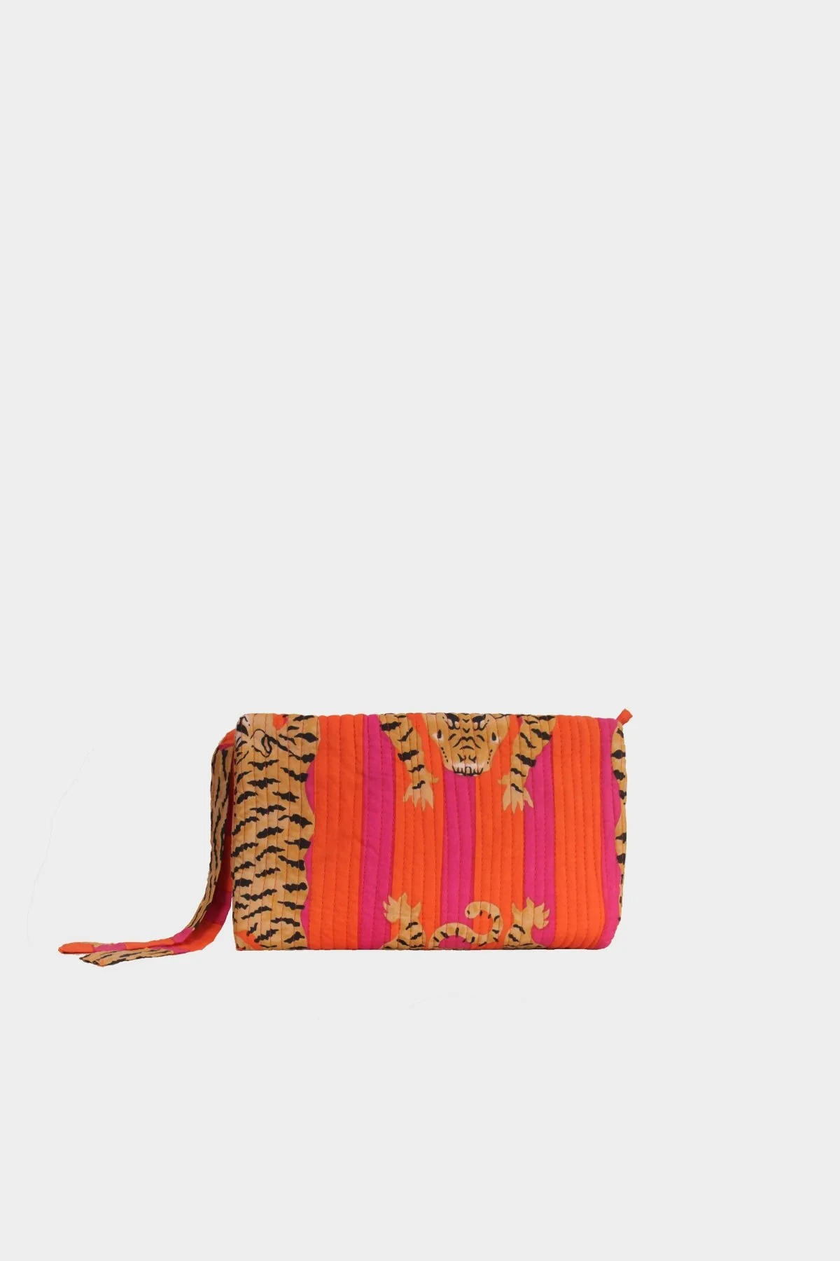 Tiger Color Stripes Pouch in Fuchsia and Orange