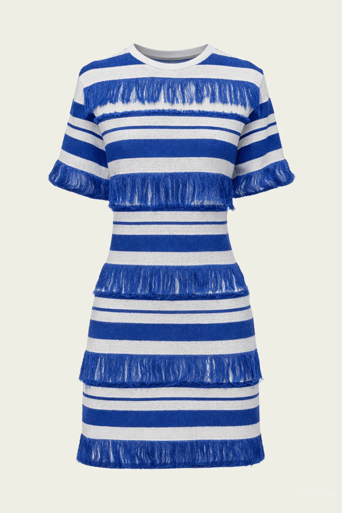 Torrance Knit Mini Dress in Royal Blue Stripe