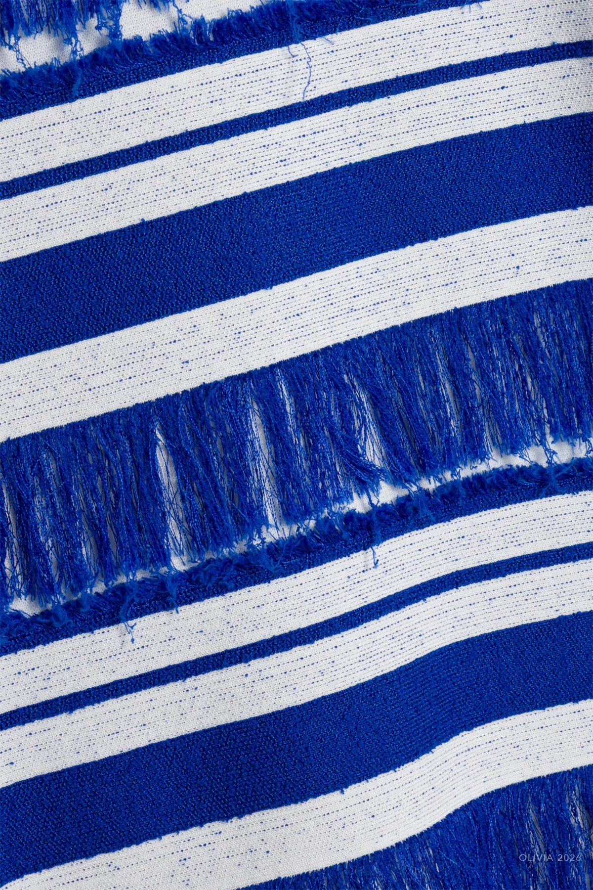 Torrance Knit Mini Dress in Royal Blue Stripe - Image 4