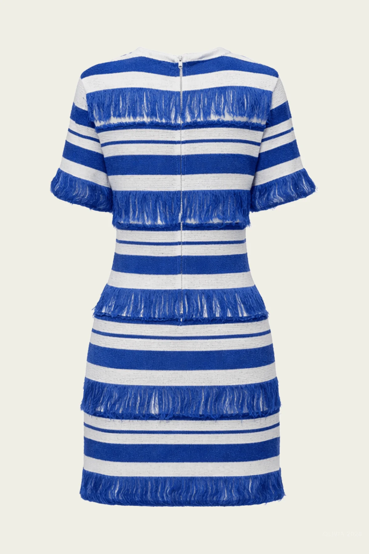 Torrance Knit Mini Dress in Royal Blue Stripe - Image 5