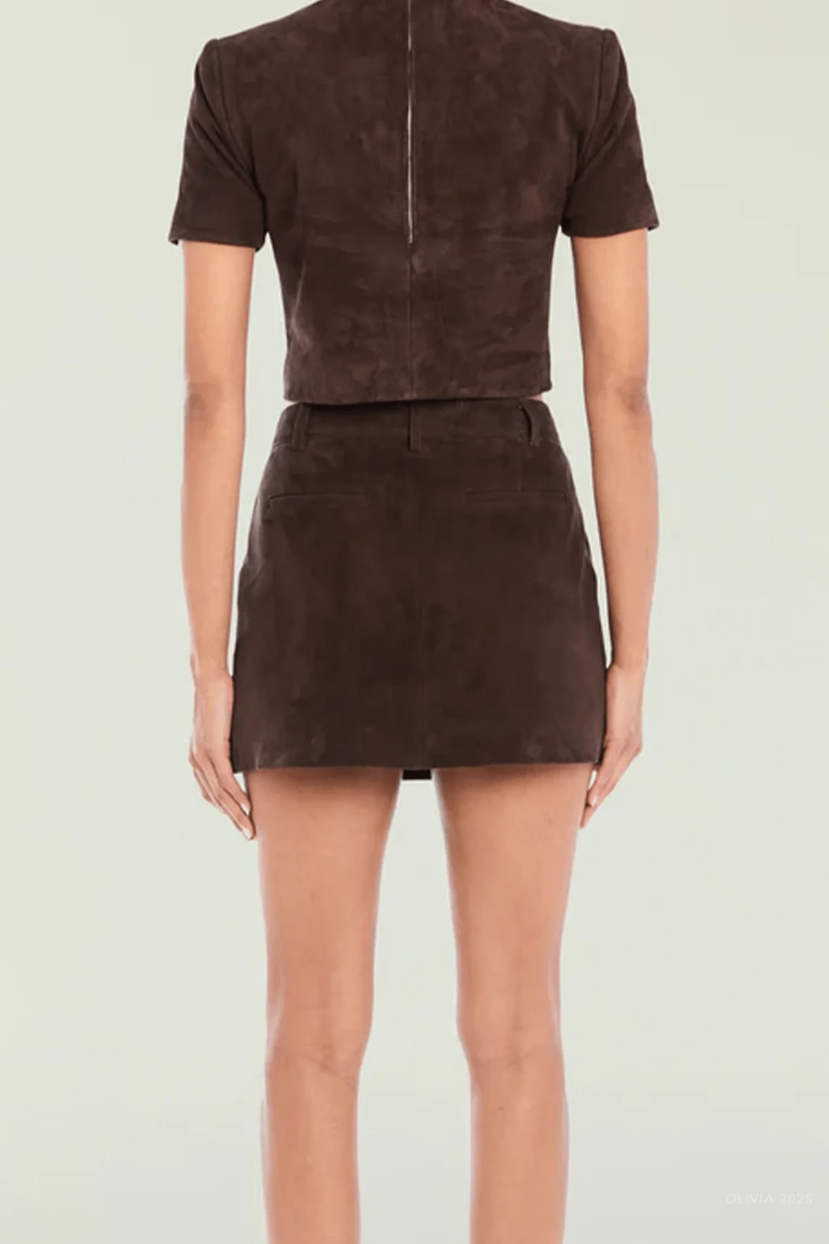 Torrance Suede Mini Skirt in Tobacco - Image 3