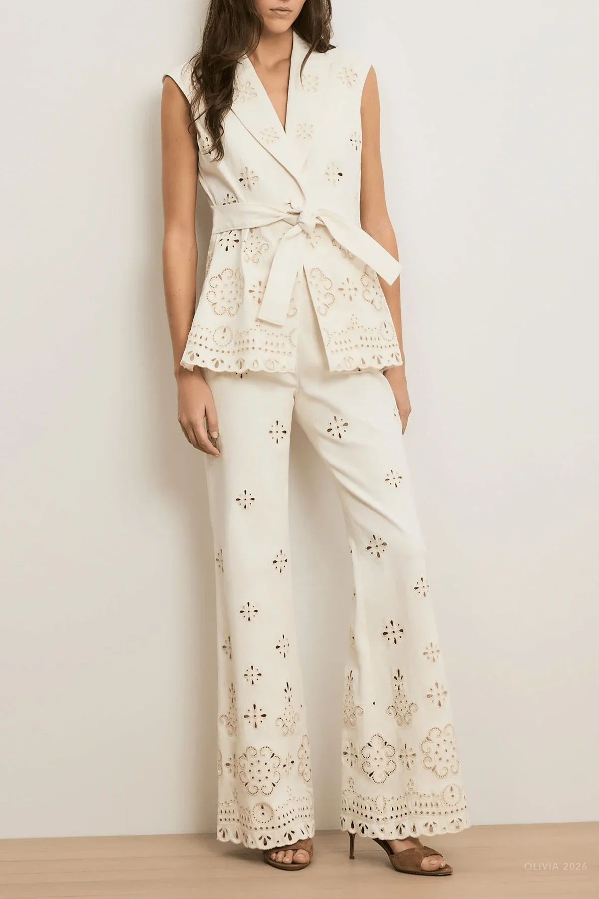 Townes Eyelet Vest in Dove White - Image 4