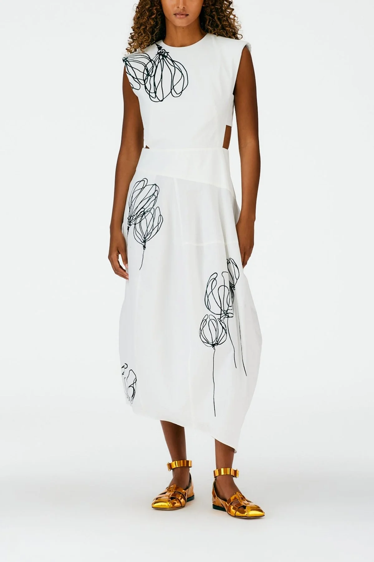 Tulipe Dress in White/Black Multi - Image 2