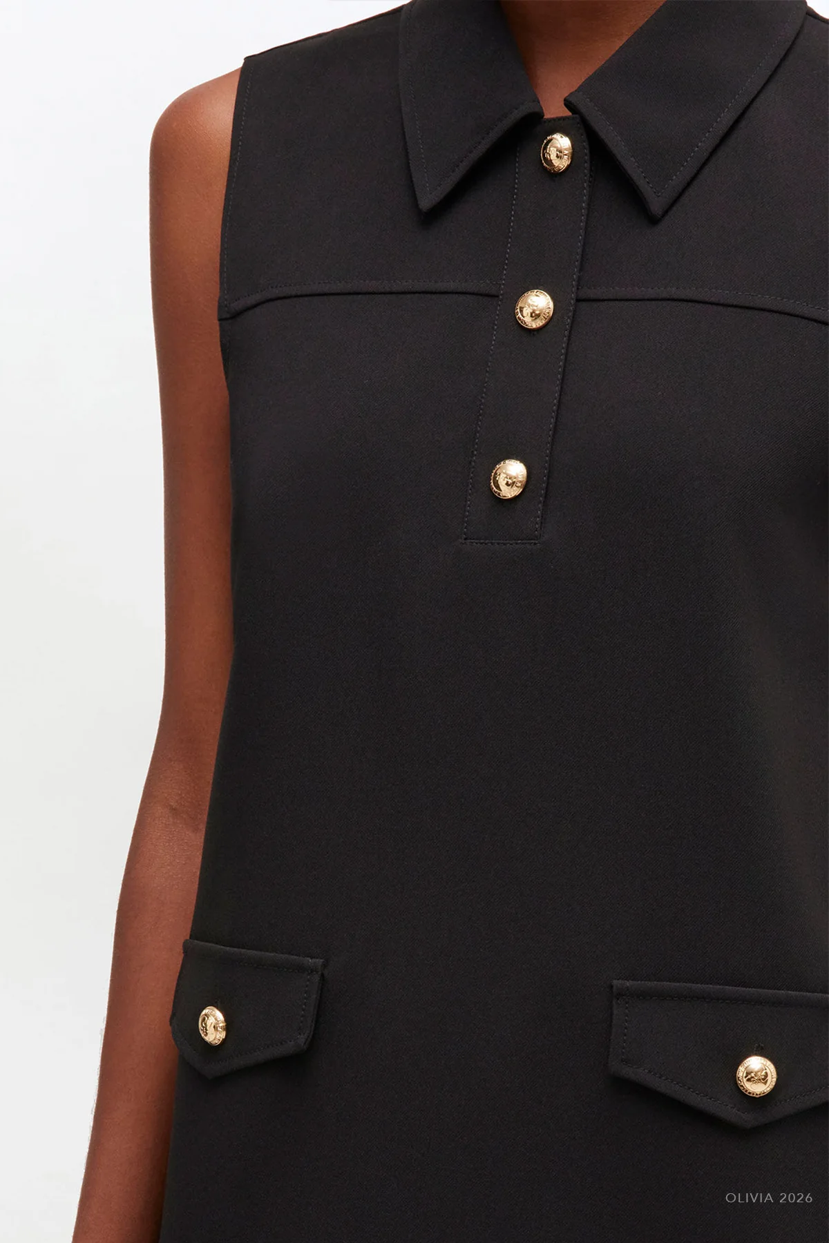 Twill Suiting Mini Dress in Black - Image 4