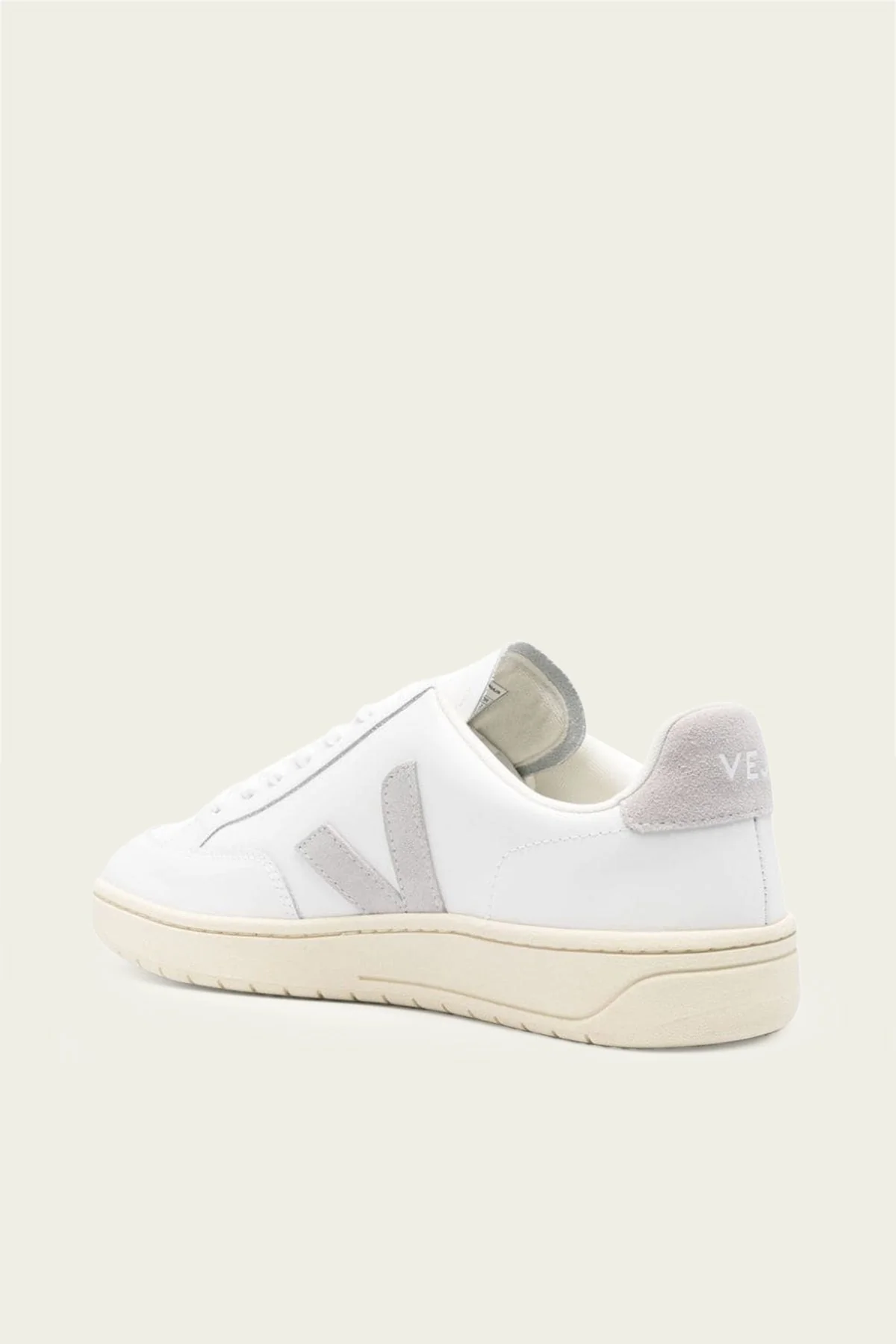 V-12 Leather Men Sneaker in White Light Grey - Image 3