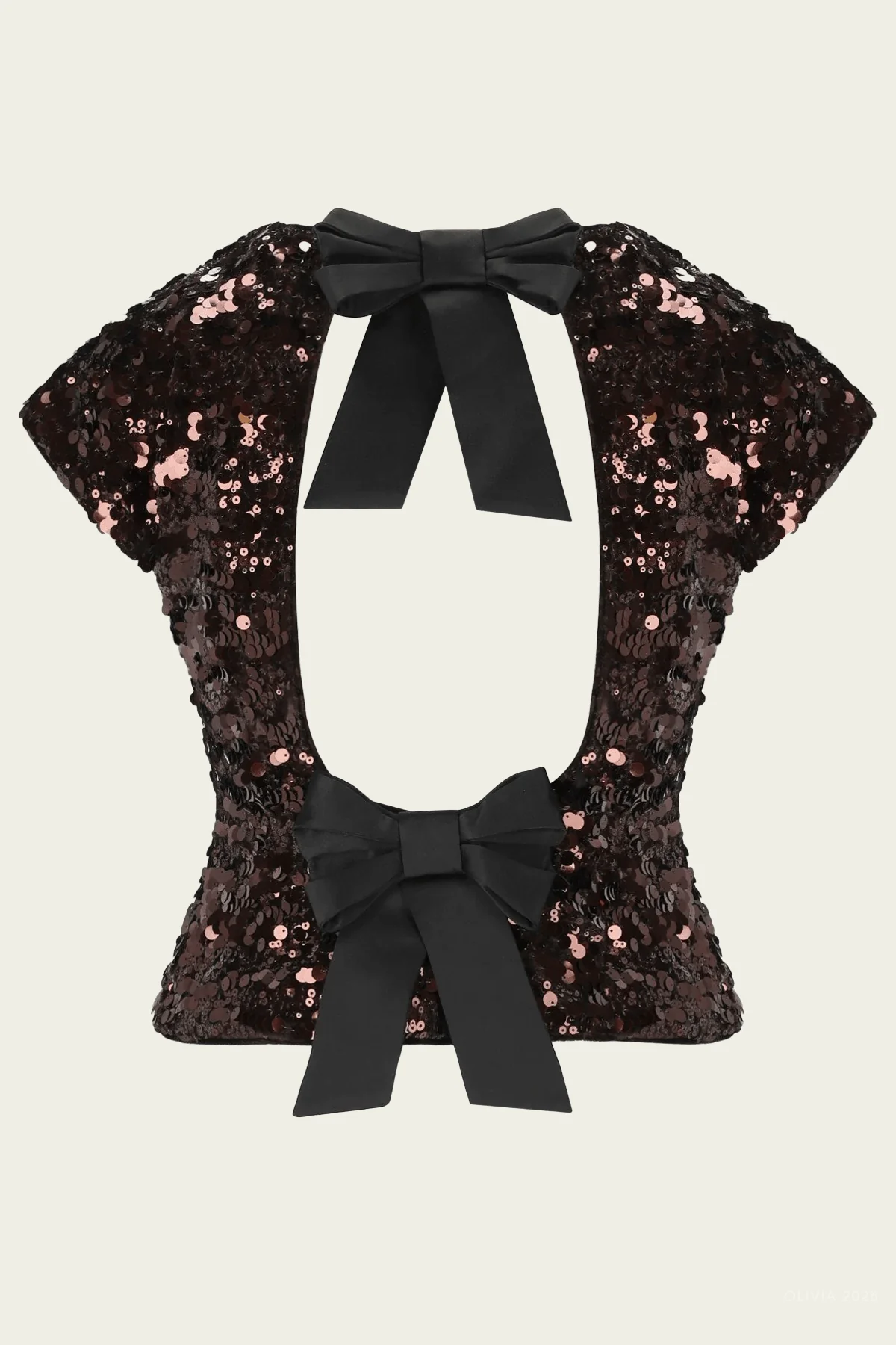 Velvet Sequin Top in Demitasse - Image 2