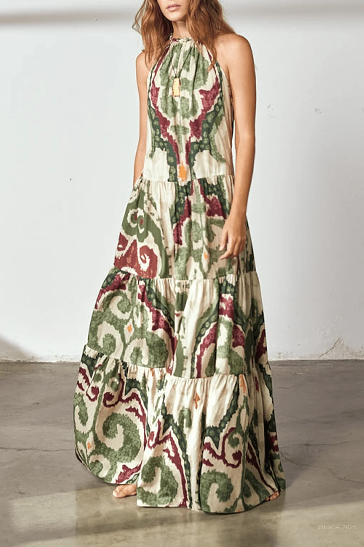 Violet Dress in Ikat Green - Image 2